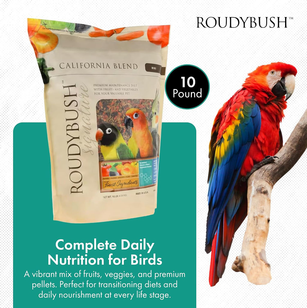 RoudyBush California Blend Bird Food, Mini Pellets, 10 lb