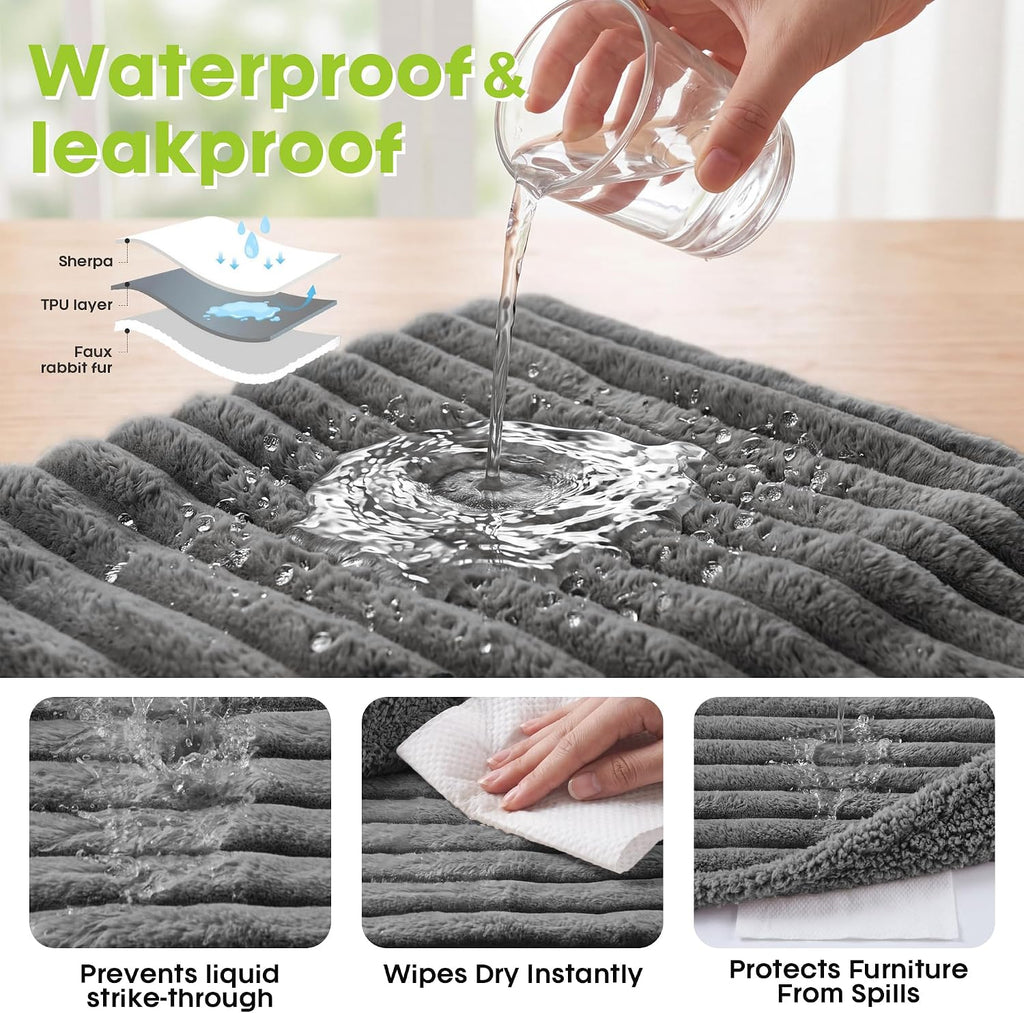 Waterproof Dog Blanket, Washable Reversible Pet Blankets, 38x56in, Grey