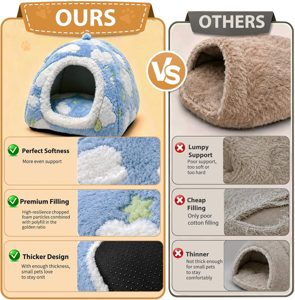 Rabbit Hideout Guinea Pig Hideout Bed Bunny Bed for Rabbit Guinea Pig Hiding Hut Small Animals Washable Winter Sleeping House for Small Pet