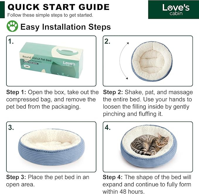 Love's cabin Round Donut Cat and Dog Cushion Bed, 20in Pet Bed - Image 8