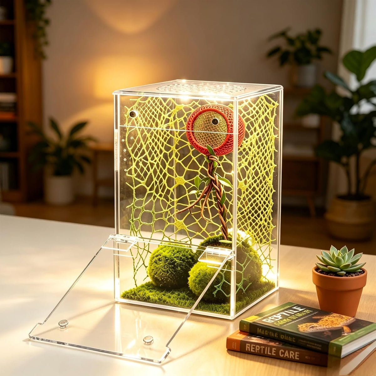 SIHPTO 4x4x8 Inch Pre-Assembled Jumping Spider Enclosure Kit