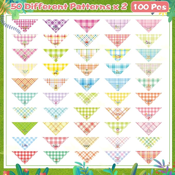 Sweetude 100 Pcs Spring Plaid Dog Bandanas Bulk - Image 4