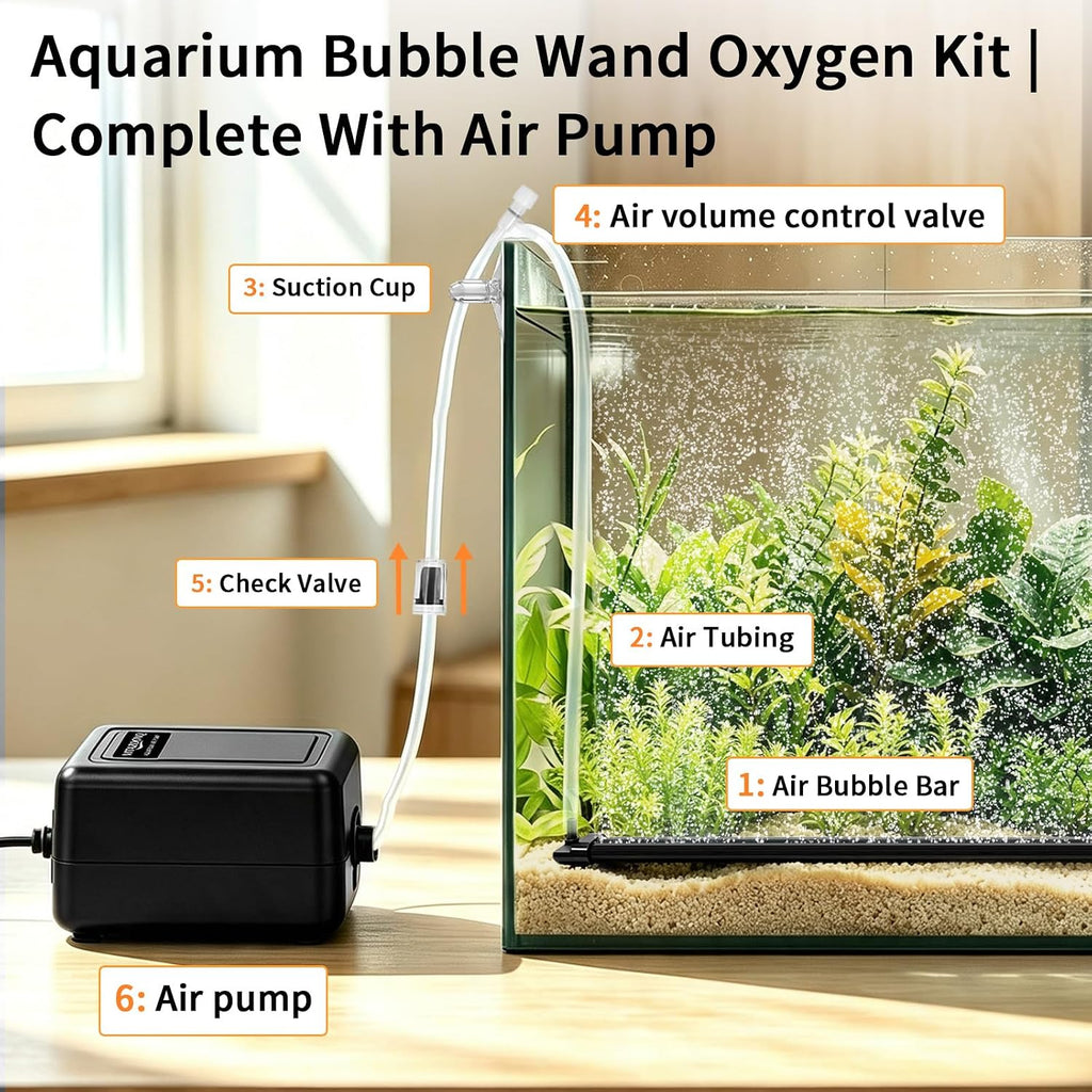 14.17" Black Bubble Bar Kit with Aquarium Air Pump