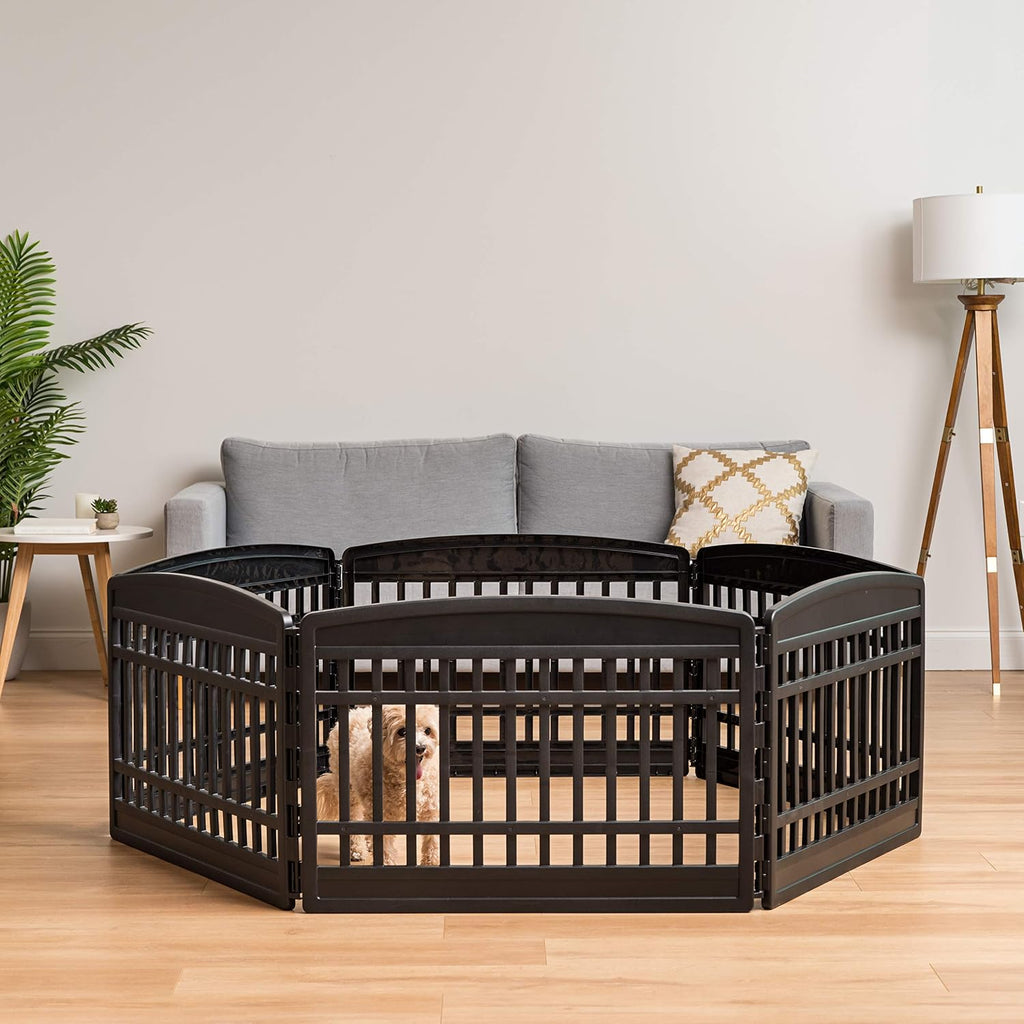 IRIS USA 6-Panel Dog Playpen, Pet Enclosure, Black