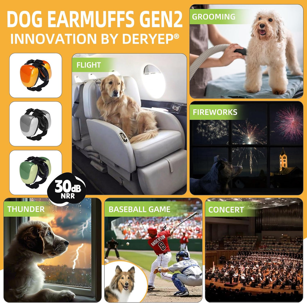 derYEP Dog Earmuffs GEN2 for Hearing Protection 30dB NRR Ear Muffs Noise Protection (Medium, Nocturne Grey)
