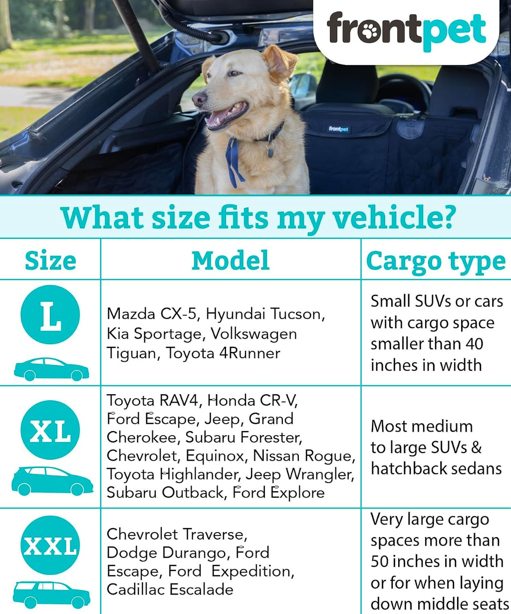 Cargo Cover for Dogs, Water Resistant Pet Cargo Liner Dog Seat Cover Mat for SUVs Sedans Vans with Bumper Flap Protector, Non-Slip, Backseat Cover, Trunk Liner Universal Fit (Large/Black)
