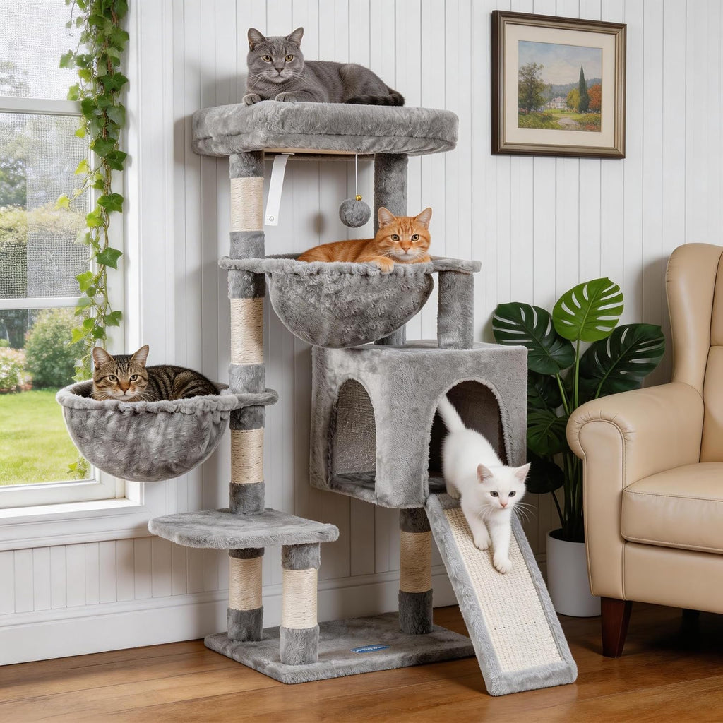 Hey-brother Cat Tree Tower with Large Bed, Hammocks, Scratcher, MPJ006SW