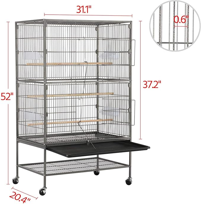 Topeakmart Wrought Iron Large Flight Parrot Bird Cage - Image 4