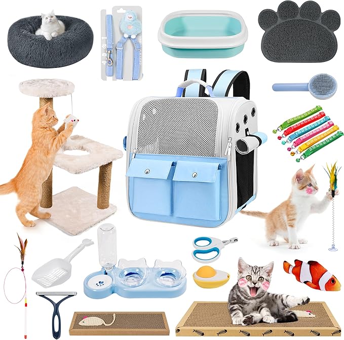 Kitten Starter Supplies Starter Kit, Including Bed, Litter Mat, Bowls and More by BERXOL