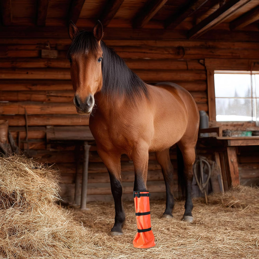 4 Pcs Easy Use Hoof Soaking Boot for Horse Soaker Bag, Hoof Care Treatment Bucket with EVA Pad and Elastic Band, 2 Pairs Horse Soaker Bag for Common Equine Hooves Ailment Problem