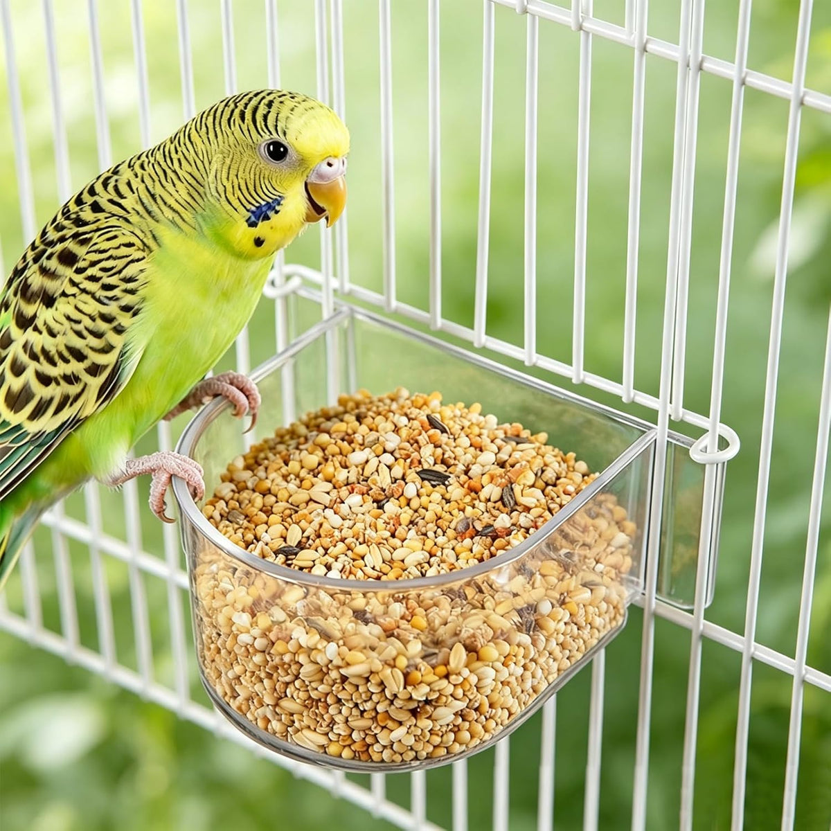 4 Pcs Clear Bird Cage Feeder Bird Cage Seed Water Feeder Cups