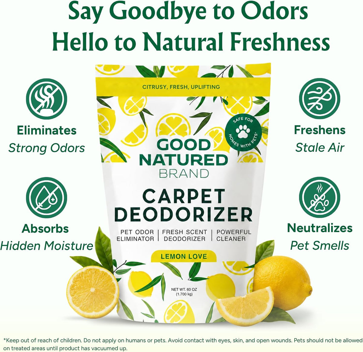 Good Natured Brand Carpet Deodorizer & Pet Odor Eliminator Powder, 31oz