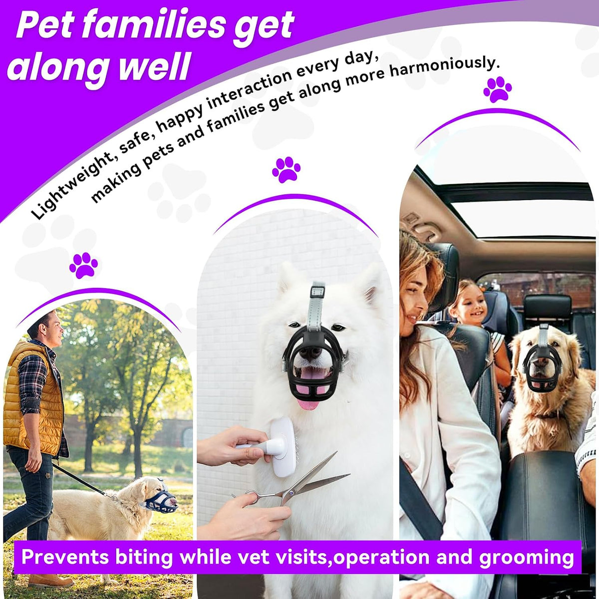 Dog Muzzle, Basket Muzzle for Small Medium Large Dogs, Lightweight Breathable Cage Mouth Cover Prevents Biting & Chewing, Allows Panting & Drinking, Ideal for Training Grooming & Vet Visits