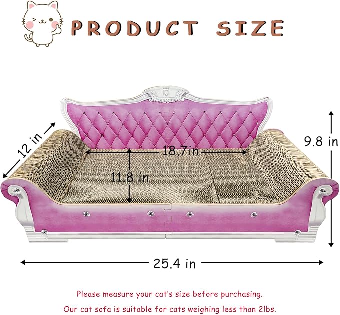 Luxury Cardboard Cat Scratcher Sofa Bed, Couch Shaped Scratching Board - Image 3