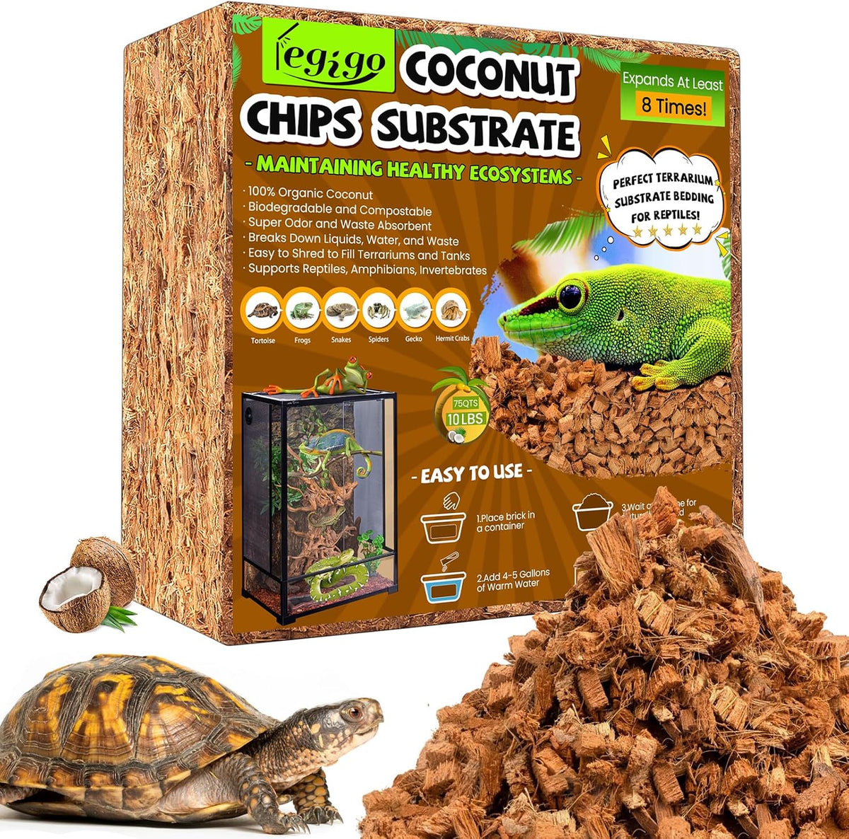 Legigo 2 Pack Coconut Husk for Reptiles, Natural Coconut Fiber Substrate