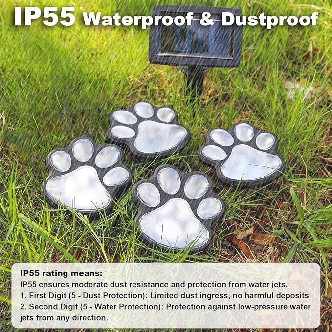 Animal Paw Print Solar Lights Outdoor Garden Decor, 8 Pack Paw Print Lights - Image 3