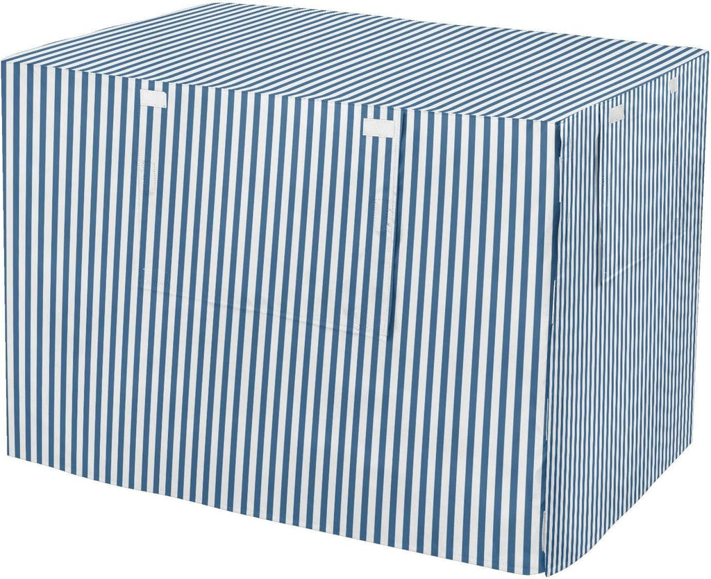 Blue White Stripes Dog Crate Cover 600D Oxford Heavy Duty Kennel Cover Mesh Window Soundproof Waterproof Sunshade Universal Fit for 30 inches Wire Cage