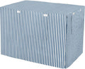 Blue White Stripes Dog Crate Cover 600D Oxford Heavy Duty Kennel Cover Mesh Window Soundproof Waterproof Sunshade Universal Fit for 30 inches Wire Cage