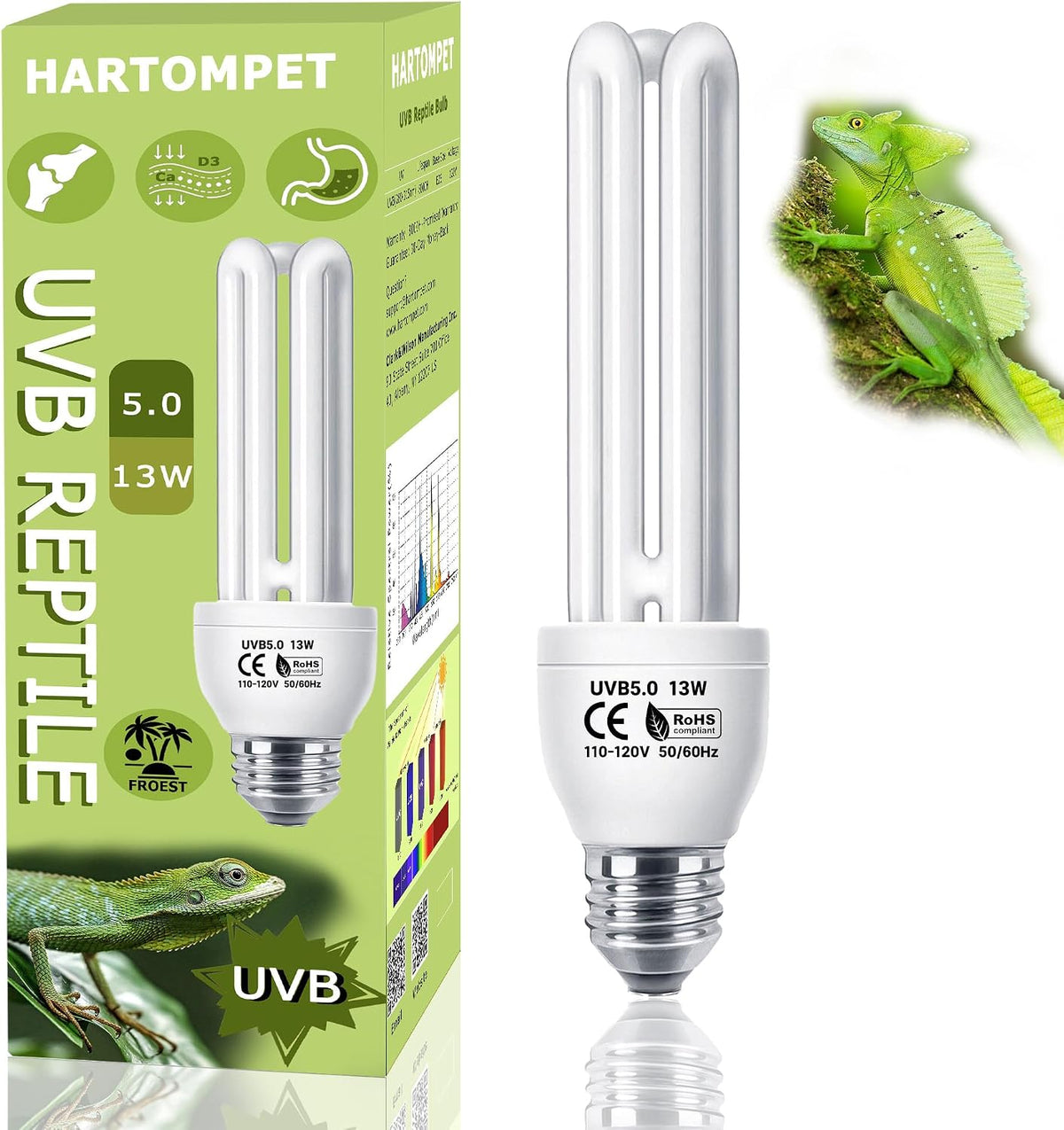 UVB 5.0 26W Tropical Reptile Bulb, Compact Fluorescent UVB Lamp
