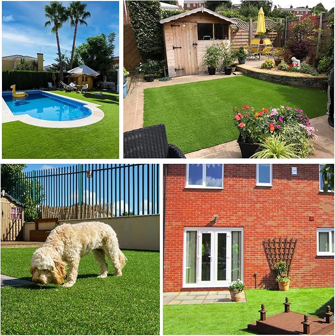 Artificial Grass Rug Outdoor Indoor 7FTX11FT Fake Grass Carpet Green Synthetic - Image 8