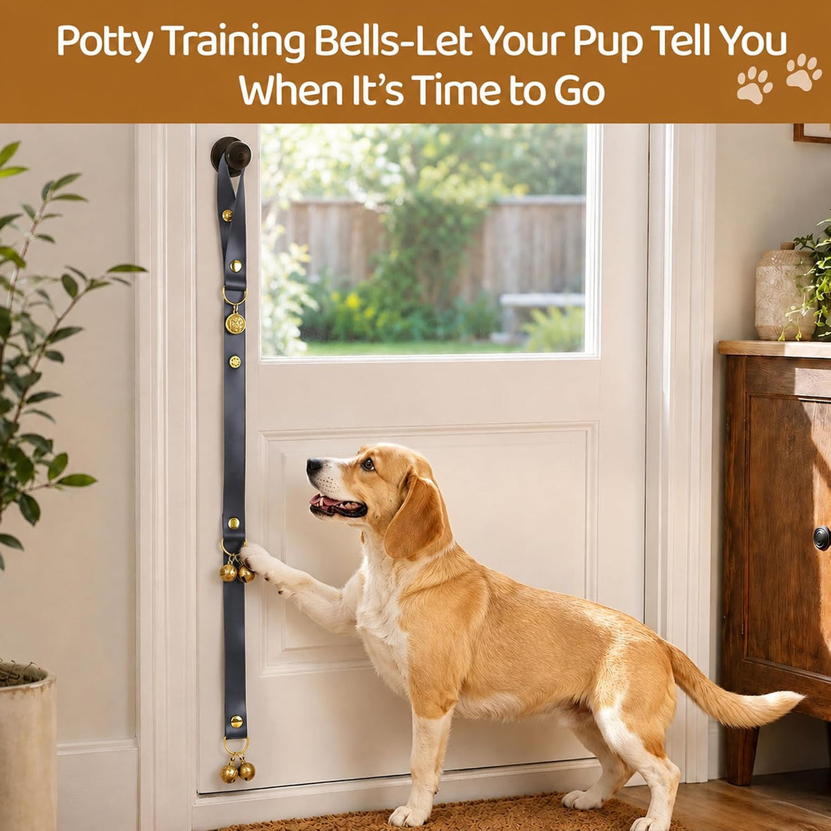Kytely Leather Dog Doorbells to Go Outside, Brass Bells for Potty Training