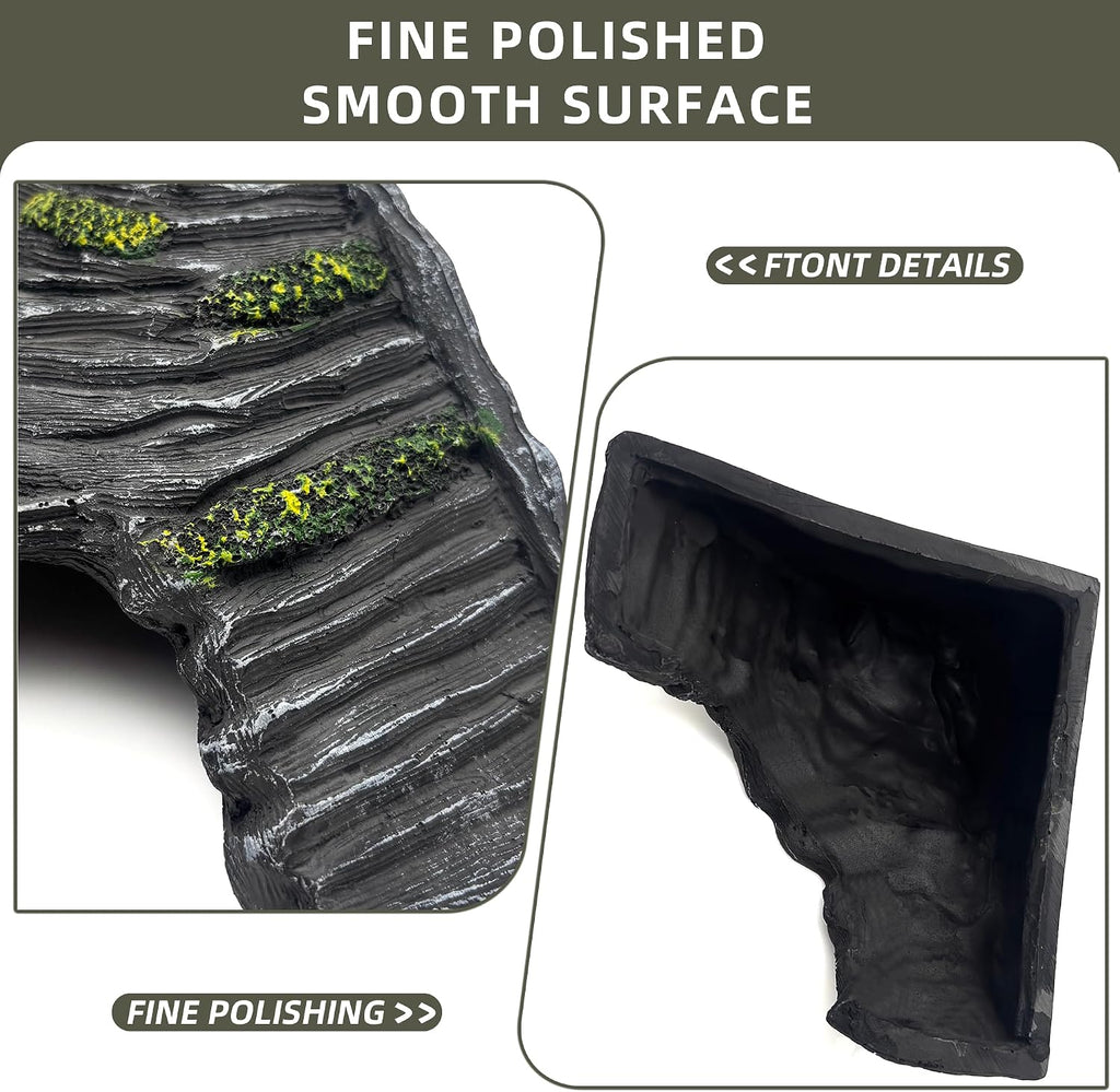 Reptile Hideout Cave with Basking Platform, Snake and Gecko Hide