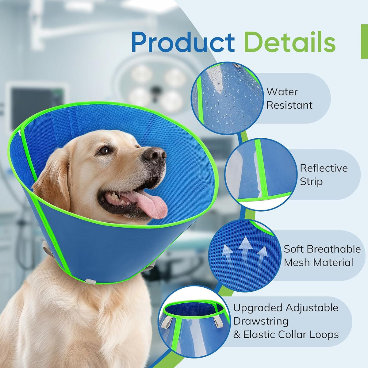 Soft Dog Cone Collar to Stop Licking After Surgery, Mesh Breathable Pet Recovery Collar for Large Medium Dogs, Elizabethan Cone Alternative(XXL)