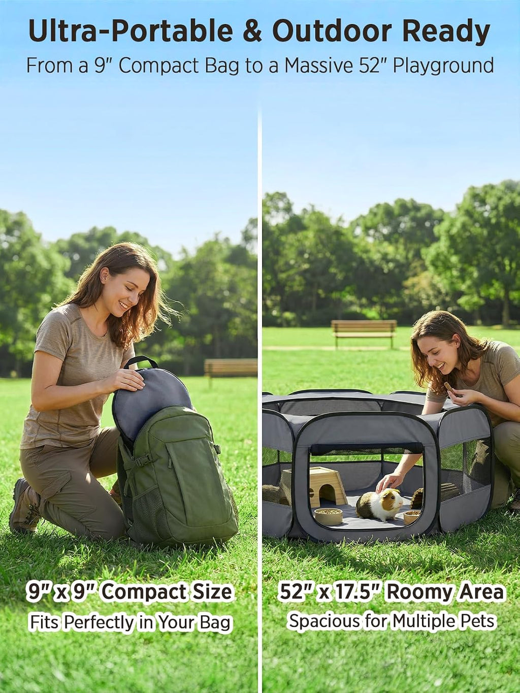 UWE Extra Large Small Animal Playpen, Waterproof Foldable Pet Pen,Dark Grey