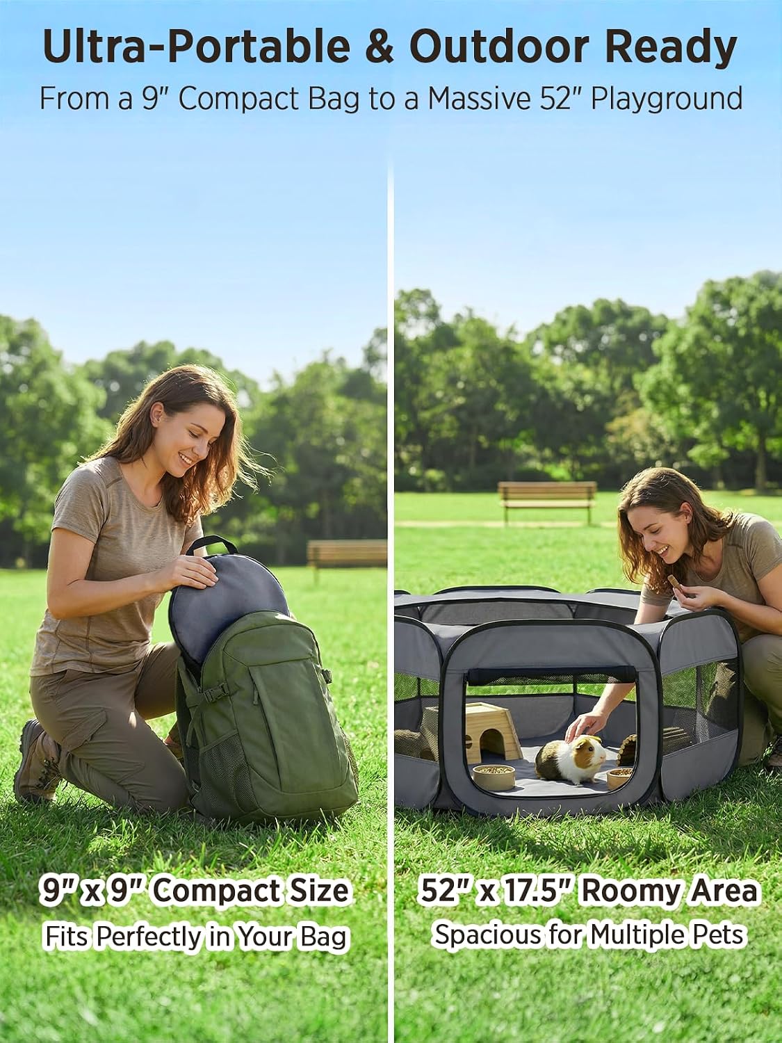 UWE Extra Large Small Animal Playpen, Waterproof Foldable Pet Pen,Dark Grey