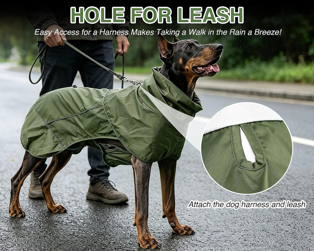 Waterproof Dog Raincoat, Windproof Puppy Rain Coat Jacket with Mesh Lining