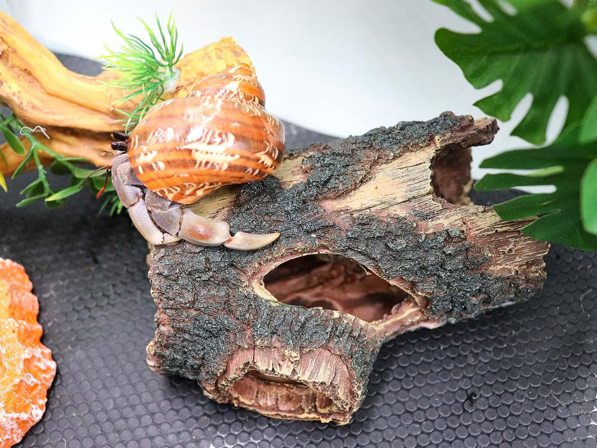 Hermit Crab Hideout, Resin Simulation Stone Reptile Cave Hideout, Hermit Crab Climbing Toys, Terrarium Habitat Decor for Lizard Spider Aquarium Fish Gecko Bearded Dragon