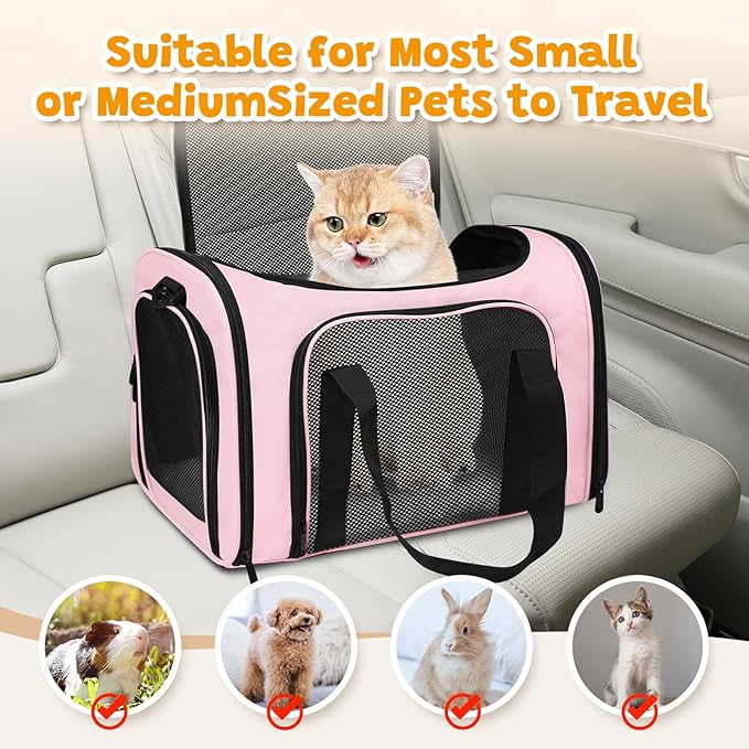 Cat Carrier Soft for Pets Up to 15 Lbs, Cat Travel Bag Soft-Sided - Image 4