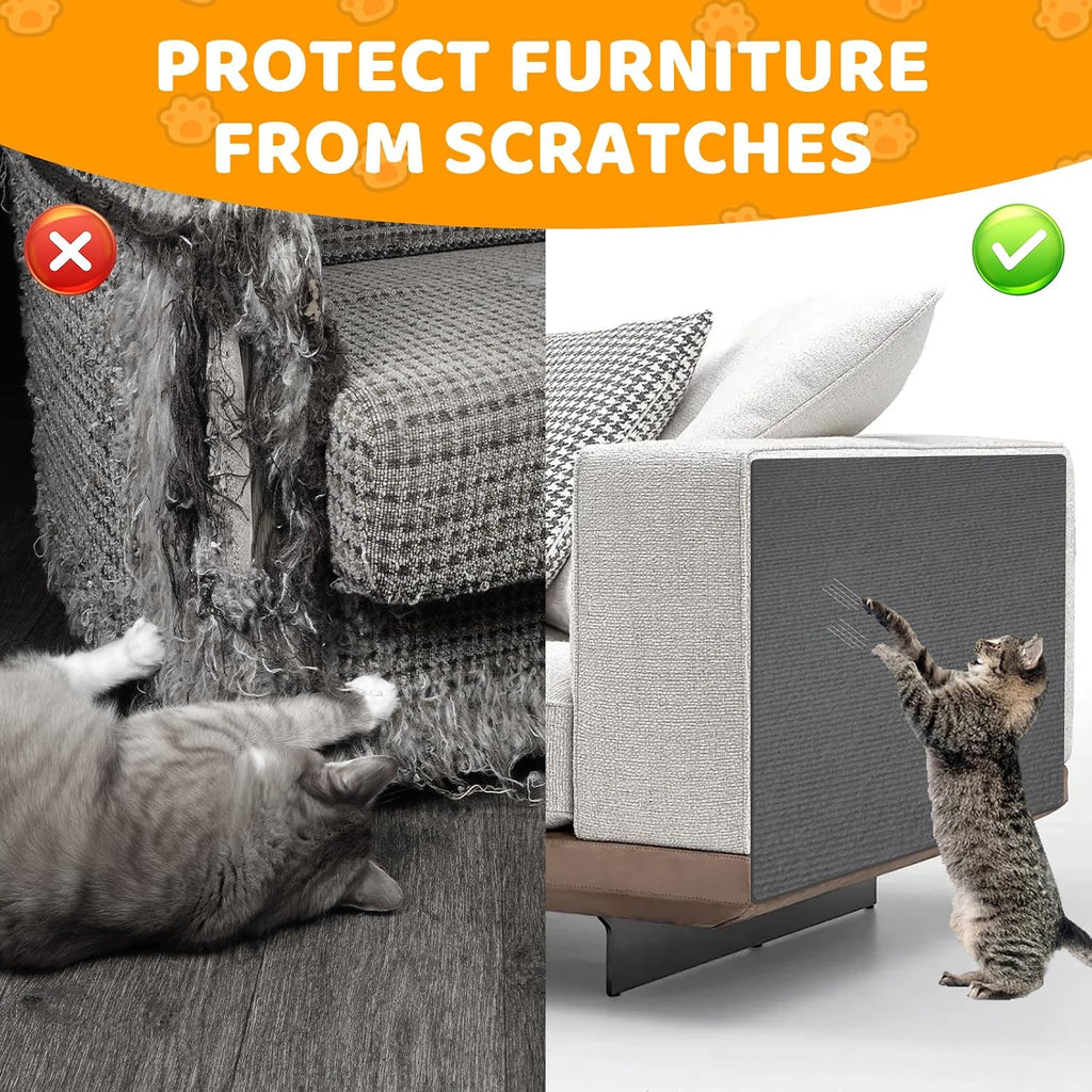 Cat Scratching Mat Self-Adhesive, 78.7'' x 15.8'', Trimmable Cat Scratch Pads Furniture Protector, DIY Climbing Cats Scratching Carpet for Couch, Door Frame or Wall Corner Protector (Dark Gray)