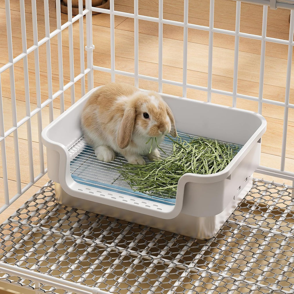 Stainless Steel Sifting Litter Box for Rabbit, Bunny, 16.9×13.4x6.7 inch