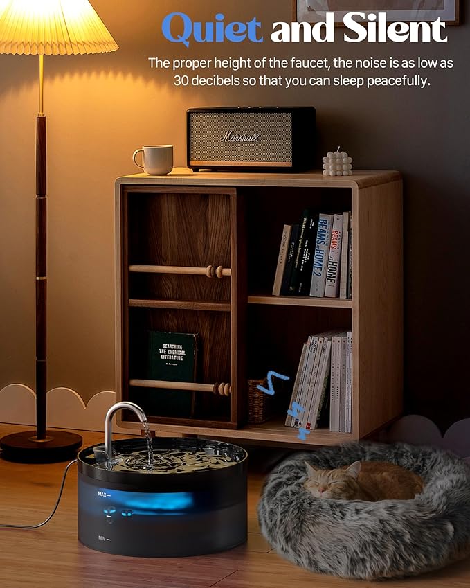 Cat Water Fountain for Cats Indoor: GIOTOHUN 108oz/3.2L Black Cat Drinking - Image 5