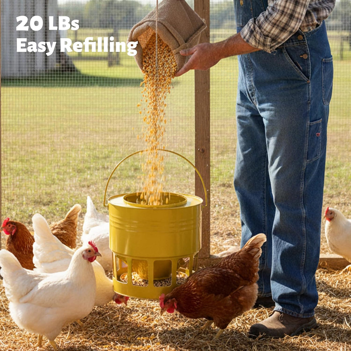 KOL Hanging Chicken Feeder 20lbs Capacity