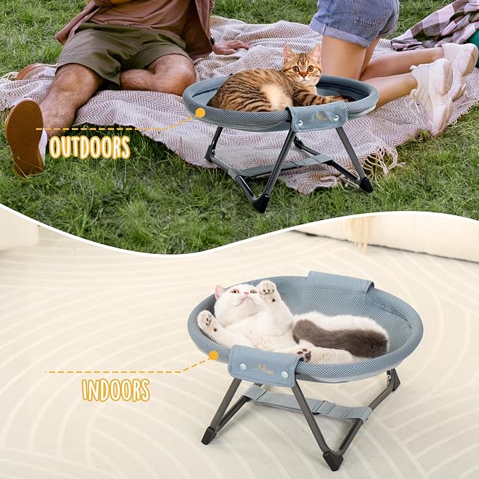 KITTY KINGDOM Elevated Cat Hammock Bed, Foldable No-Assembly Cat Bed - Image 7