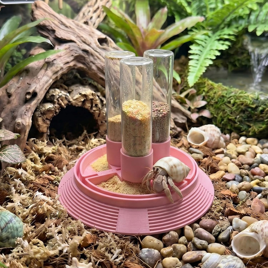 4-in-1 Hermit Crab Feeding Station - Integrated Nutrition and Hydration Center，3D-Printed Tank Accessories Made from Safe Materials, Suitable for Hermit Crabs and Small Reptiles.