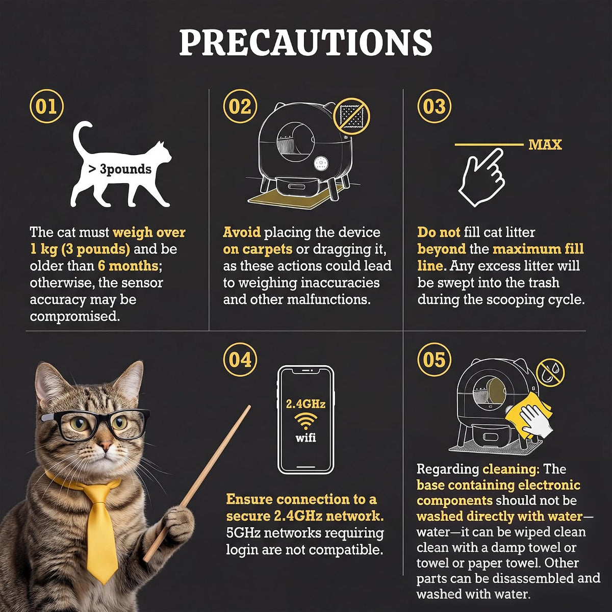 WARCAT Self-Cleaning Litter Box – APP Control, Sensors, Silver
