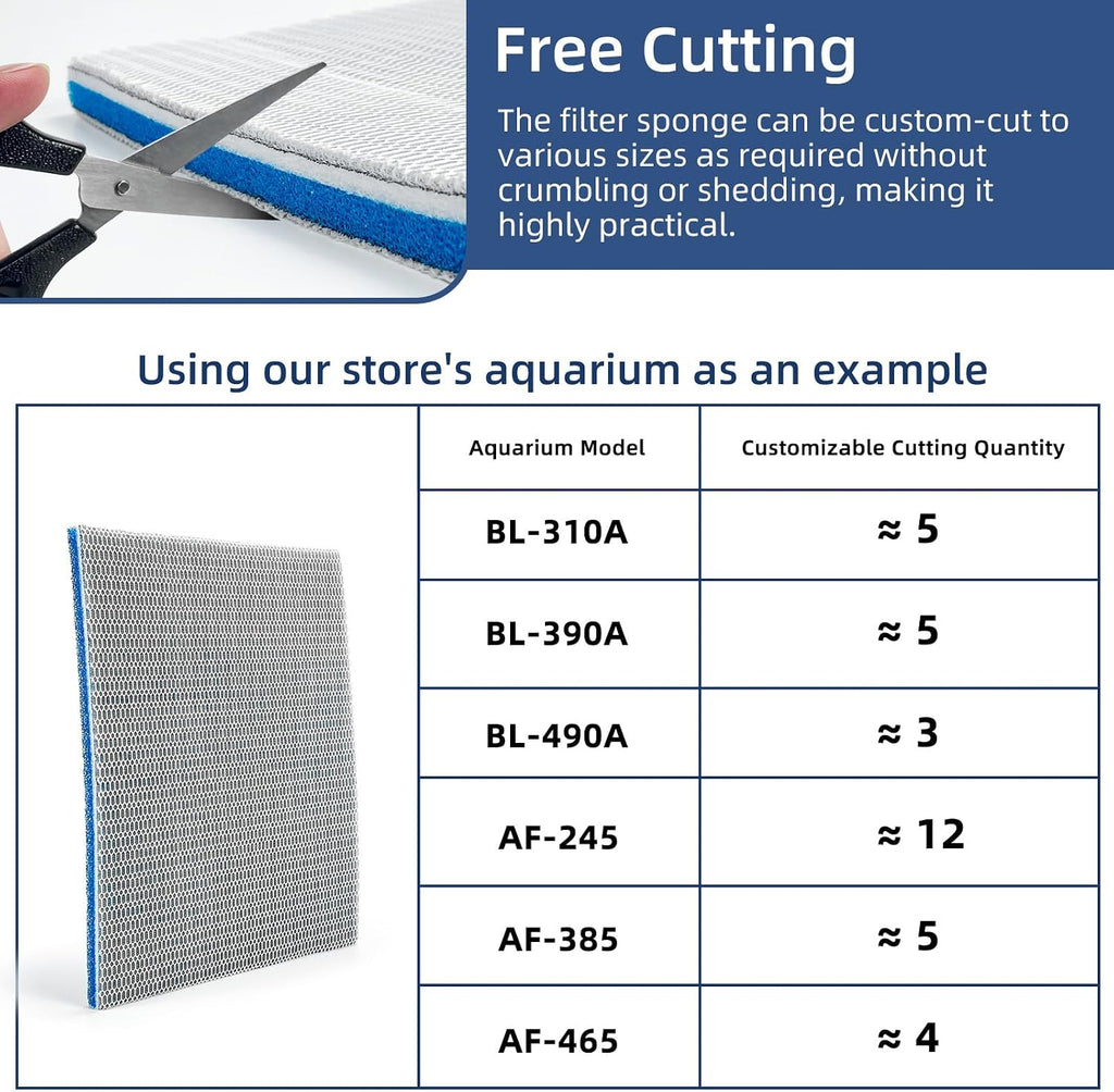 Multi-Layer Aquarium Filter Media with Floss & Sponges for Tanks & Ponds