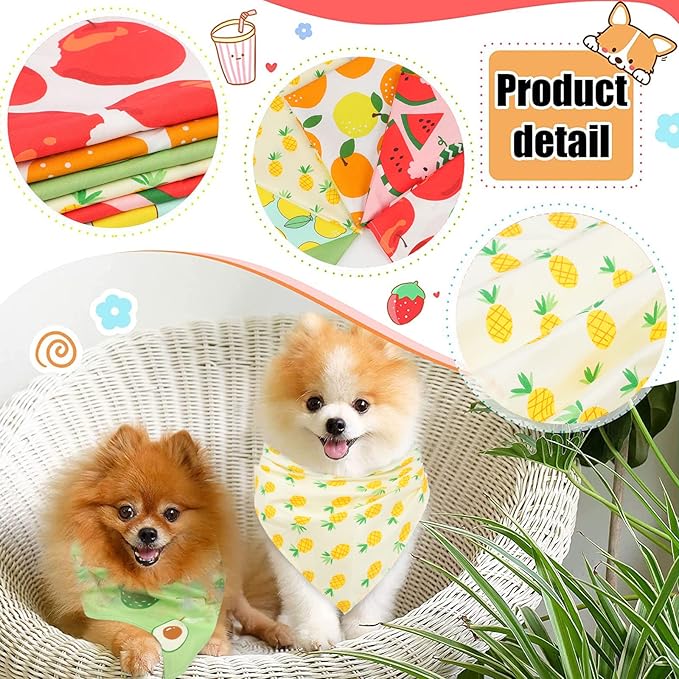 6 Pack Spring Summer Dog Bandanas Hawaii Fruit Pattern, Dog Bandanas Scarf Bibs - Image 4