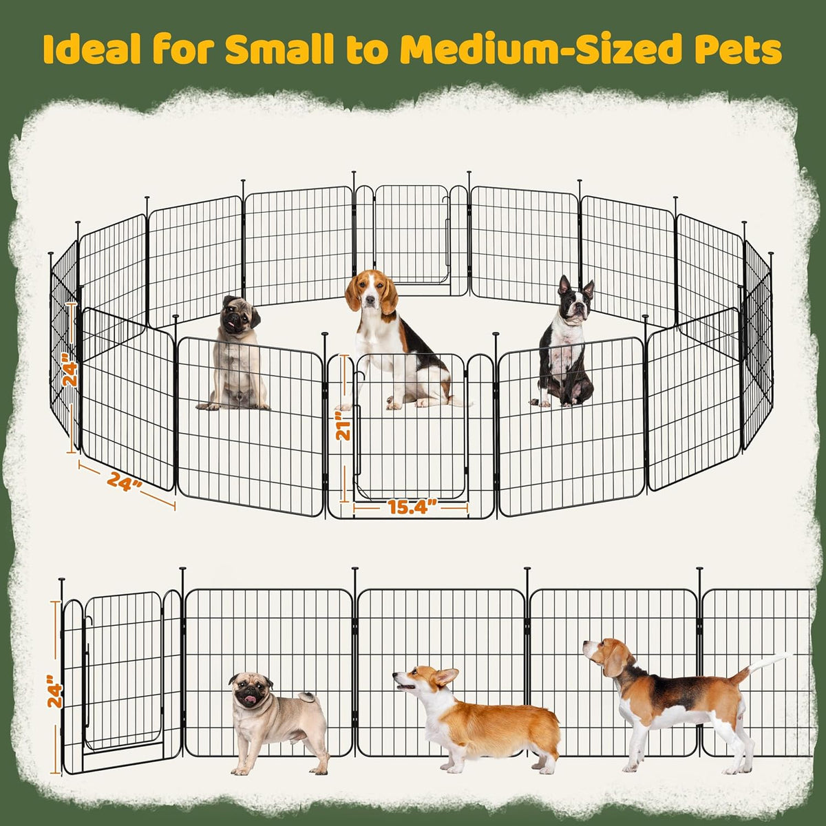 Yaheetech 24in 16-Panel Expandable Dog Playpen for Puppy/Small Animals