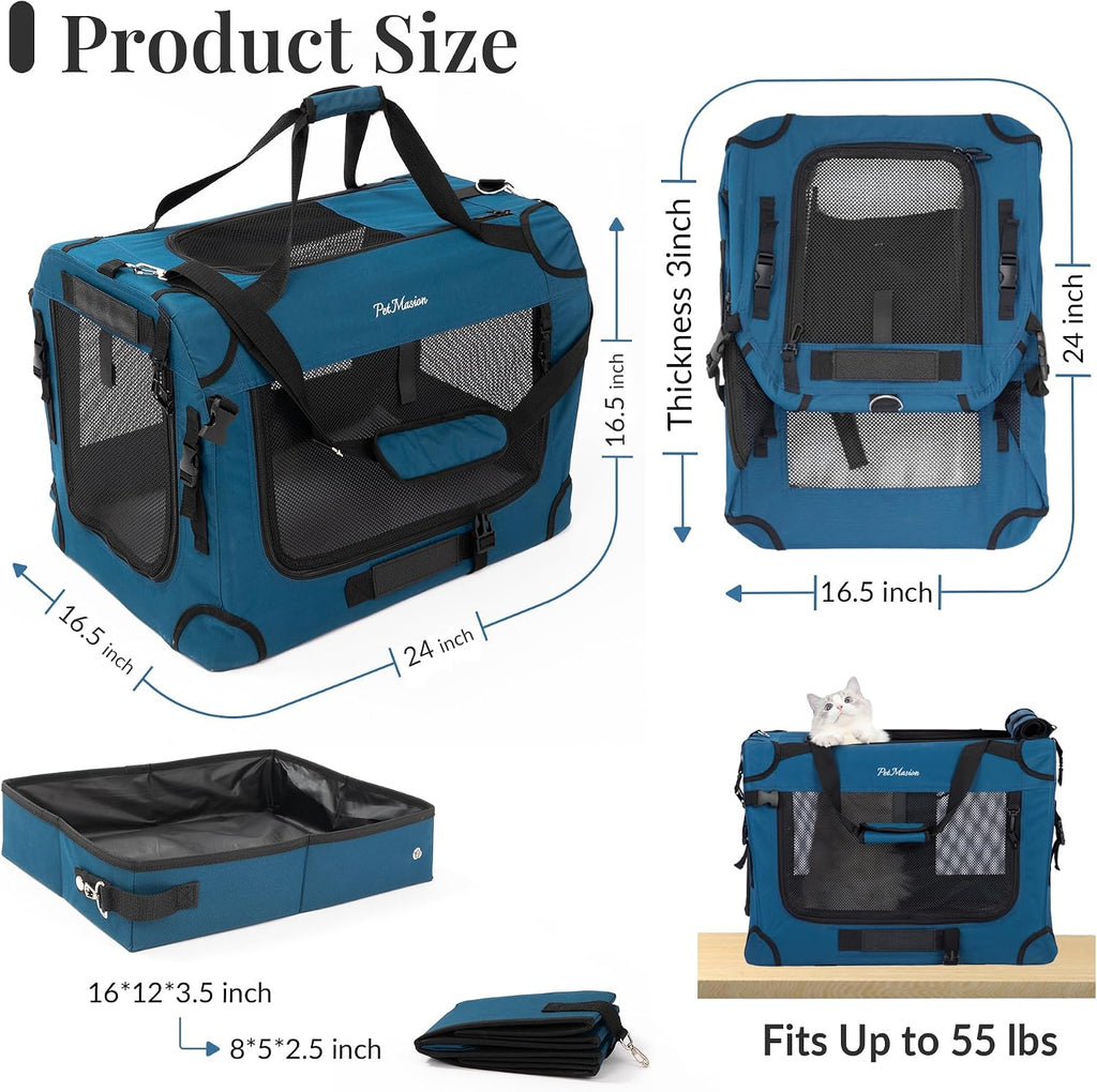 Extra Large Cat Carrier for 2 Cats, Soft Pet Car Travel XL Bag for Large Big Cat 20lbs+, for Two Cats Long Trips Ride 24"x16.5"x16.5" with Litter Box
