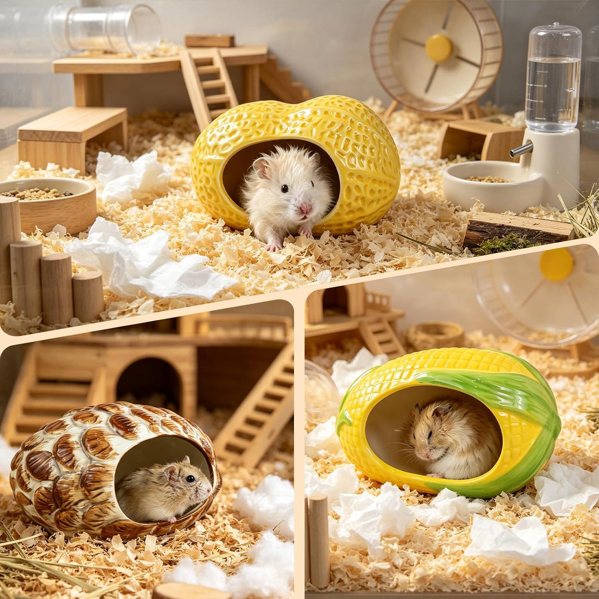 WishLotus Ceramic Hamster Hideout, Pinecone Hamster House for Summer Cooling