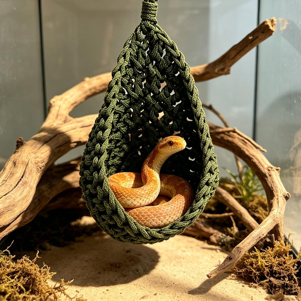Premium Cotton Rope Reptile Hammock Hanging Hideout for Snakes