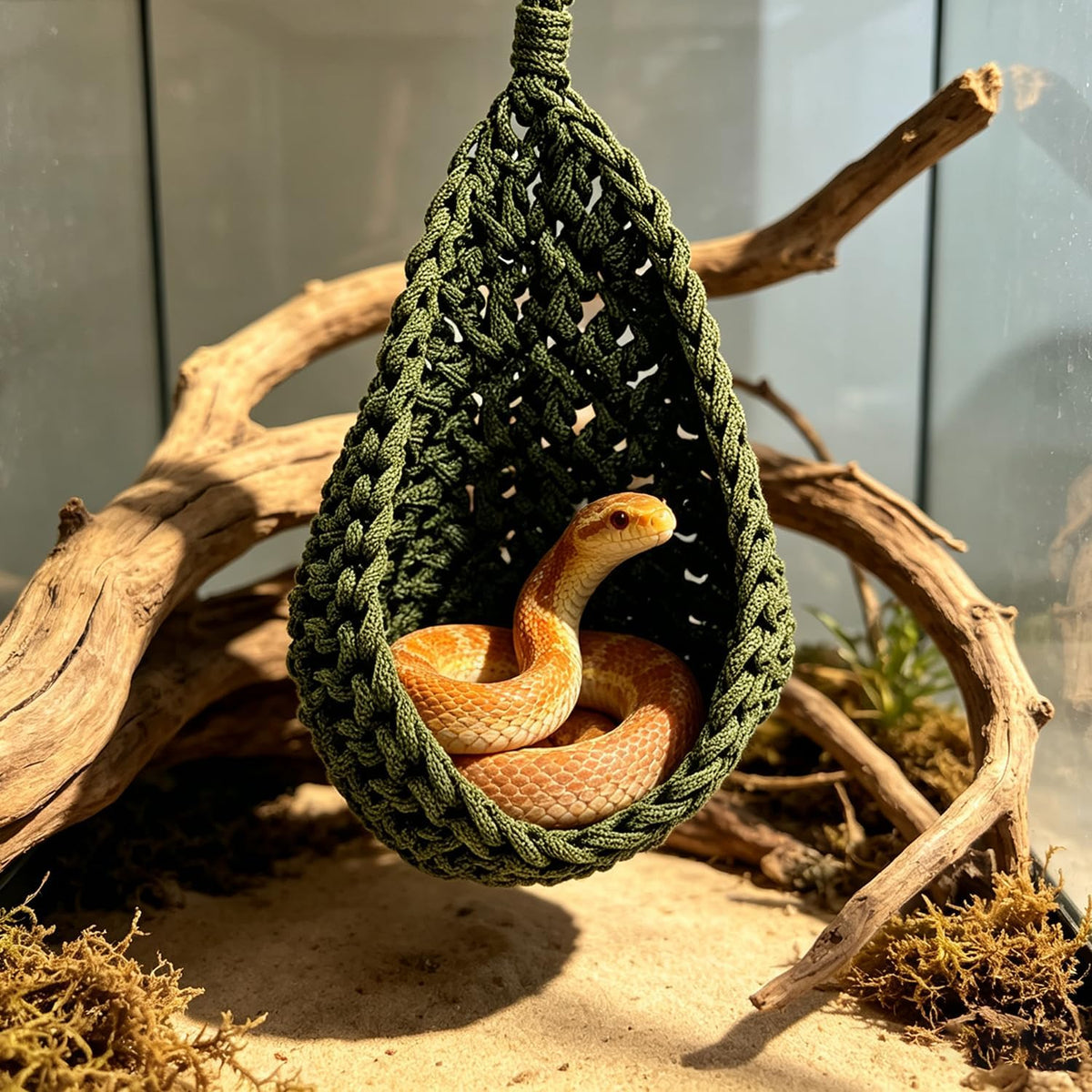 Premium Cotton Rope Reptile Hammock Hanging Hideout for Snakes