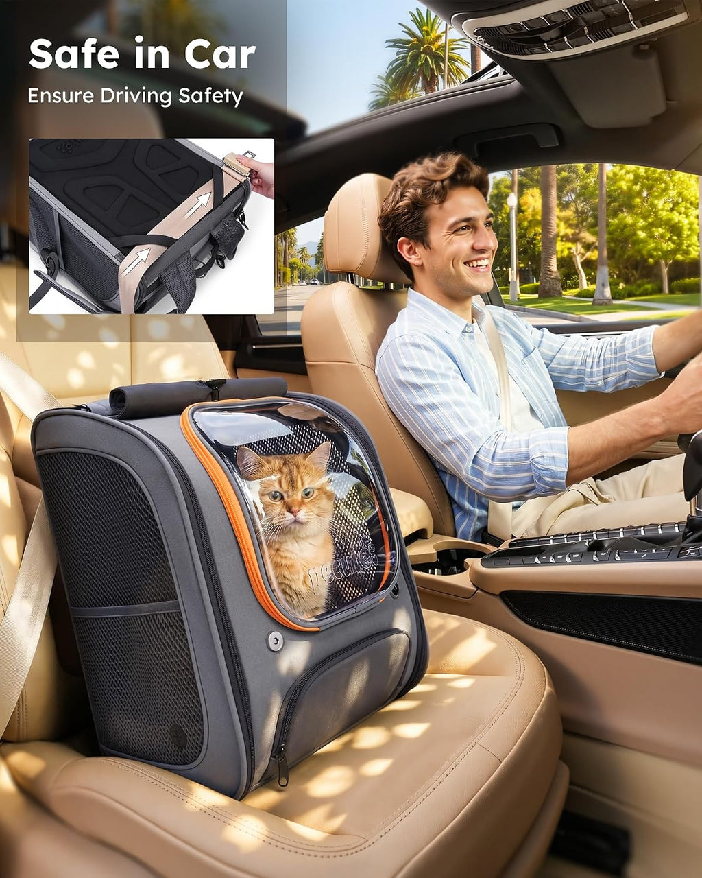 Pecute Cat Backpack Carrier,Large Space Cat Bubble Backpack,Ergonomic,Gray