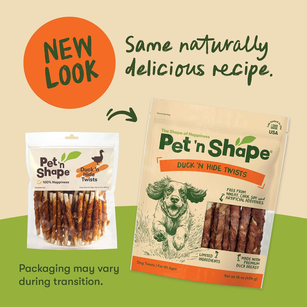 Pet 'n Shape Duck 'n Hide Twists, Duck Wrapped Rawhide Dog Treats, 16 oz