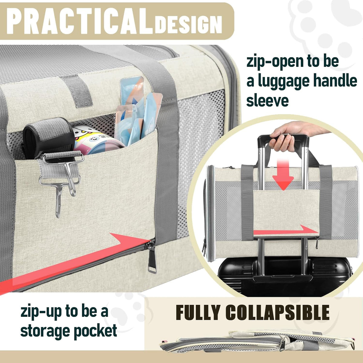 GAPZER Large Cat Carrier Soft, Collapsible Travel Pet Carry Bag, Small Dogs