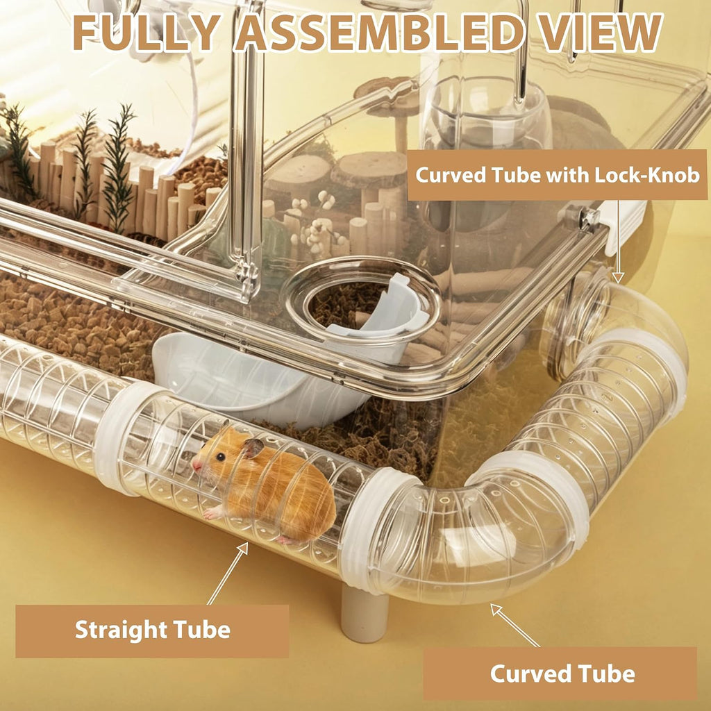 Hamster Tube Set for ECOCEN 24.4''L Large Acrylic Hamster Cage — Connects a Single Cage Left & Right Side Holes, Transparent Hamster Tunnel, Adventure Pet Cage Tunnel Exercise, Dwarf Hamster Toy